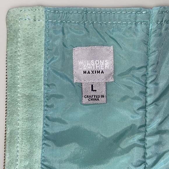 WILSONS LEATHER Floral Jewelled Aqua Suede Bustier - Picture 13 of 13